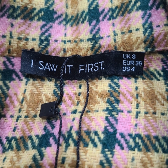 NWT ASOS  "I Saw It First" Plaid Women's Jacket Sz.4 polyester unlined - Picture 7 of 12